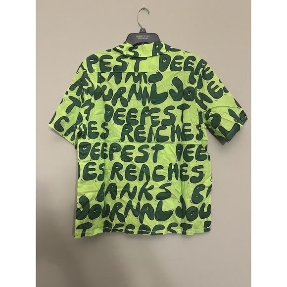 NWT Banks Journal Deepest Reaches Bubble Short Sleeve Buttonup Shirt Green Men M - Picture 4 of 4